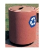 42 Gallon Commercial Concrete Round Recycling Trash Receptacle With Divided Plastic Lid
