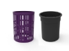 Elite Series 32 Gallon Thermoplastic Slatted Steel Trash Receptacle With Dome Top And Liner