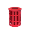 Elite Series 32 Gallon Thermoplastic Slatted Steel Trash Receptacle With Flat Top And Liner