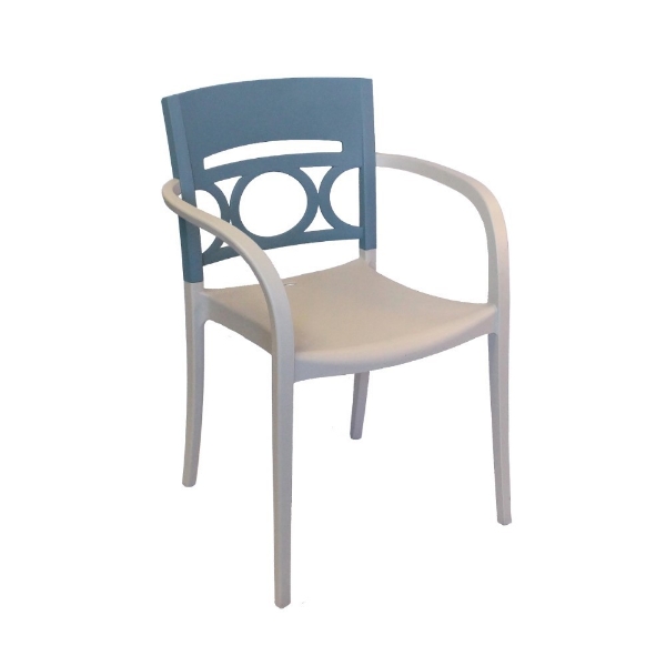 Moon Stacking Commercial Plastic Resin Armchair - Denim Blue