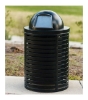 Horizontal Strap Steel Trash Receptacle with Dome Top and Liner - 22 or 32 Gallon