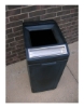 39 Gallon Plastic Square Trash Receptacle With Ashtray Open Top And Hard Plastic Liner - 39 Lbs. 