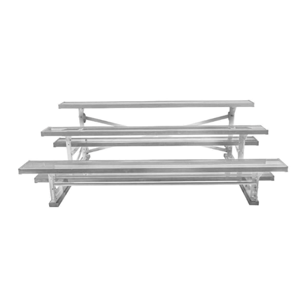 27 ft. 3 Row Tip and Roll Aluminum Bleacher without Guardrails and Double Footboards