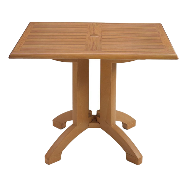 Square Atlanta Plastic Resin Table with Teakwood Design Top