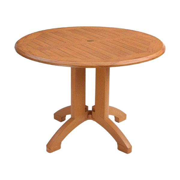 42" Round Atlanta Teakwood Decor Plastic Resin Table