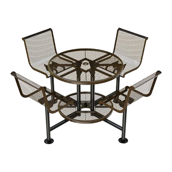 42" Round Plastic Coated Expanded Metal Bar Height Pedestal Picnic Table