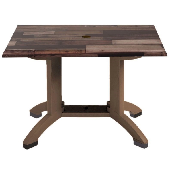 48" X 32" Rectangle Atlanta Plastic Resin Patio Table - Shiplap