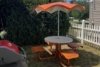 6 Foot Wave Fiberglass Umbrella With Powder Coated Black Steel 1 1/2" Pole