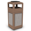 42 Gallon Ashtray Top Plastic Trash Receptacle With Decorative Horizontal Lines Stainless Steel Panels