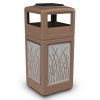 42 Gallon Ashtray Top Plastic Trash Receptacle With Decorative Reeds Stainless Steel Panels