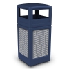 42 Gallon Dome Top Plastic Trash Receptacle With Decorative Horizontal Lines Stainless Steel Panels