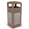 42 Gallon Dome Top Plastic Trash Receptacle With Decorative Reeds Stainless Steel Panels