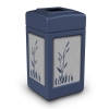 42 Gallon Recycle Top Plastic Trash Receptacle With Decorative Cattails Stainless Steel Panels