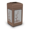 42 Gallon Recycle Top Plastic Trash Receptacle With Decorative Cattails Stainless Steel Panels