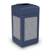 42 Gallon Open Top Plastic Trash Receptacle With Decorative Horizontal Lines Stainless Steel Panels