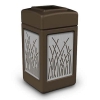 42 Gallon Stone Tec Commercial Square Plastic Trash Receptacle With Reed Panels And Open Lid