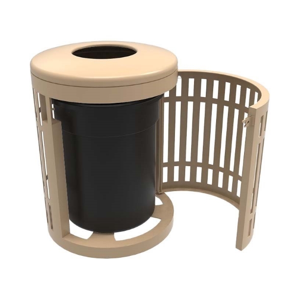 Elite Series 32 Gallon Downtown Thermoplastic Trash Receptacle With Liner