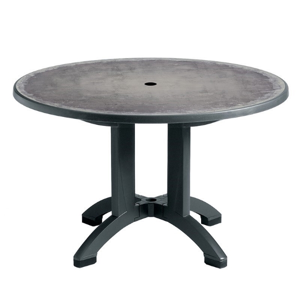 48" Round Aquaba Zinc Decor Plastic Resin Table	