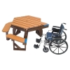 Heavy Duty ADA Recycled Plastic Hexagonal Picnic Table With 3 Attached Benches And Umbrella Hole