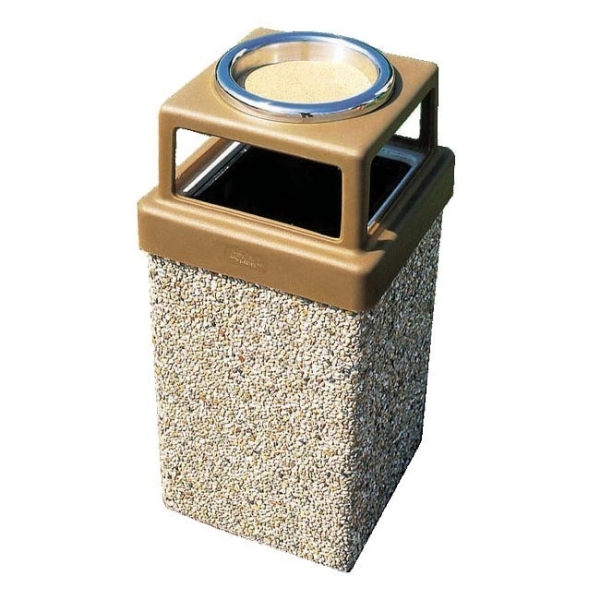 Concrete Square Trash Receptacle with Ash Top