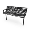 Inground Mount - ELITE 4 Ft. Thermoplastic Polyethylene Coated Slatted Steel Contoured Bench With Arms And Back