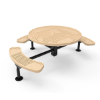Surface Mount - Perforated Metal - RHINO 46” Nexus Round Thermoplastic Polyolefin Coated Pedestal Metal Picnic Table with 3 Attached Seats