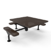 Surface Mount - Perforated Metal - RHINO 46” Nexus Square Thermoplastic Polyolefin Coated Pedestal ADA Picnic Table with 3 Attached Seats