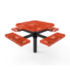 Inground Mount - Expanded Metal - RHINO 46” Octagon Thermoplastic Polyolefin Coated Pedestal Picnic Table with Rolled Seats