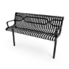 Picture of RHINO 6 Ft. Thermoplastic Polyolefin Coated Slatted Steel Contoured Bench with Arms and Back