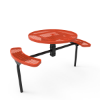 Picture of ELITE 46” Nexus Round Thermoplastic Polyethylene  Coated Pedestal Metal Picnic Table with 2 Attached Seats