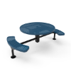 Picture of ELITE 46” Nexus Round Thermoplastic Polyethylene  Coated Pedestal Metal Picnic Table with 2 Attached Seats