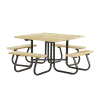 Picture of 48" Square Wooden Picnic Table with 1 5/8" O.D. Tube Steel Frame - 234 Lbs.